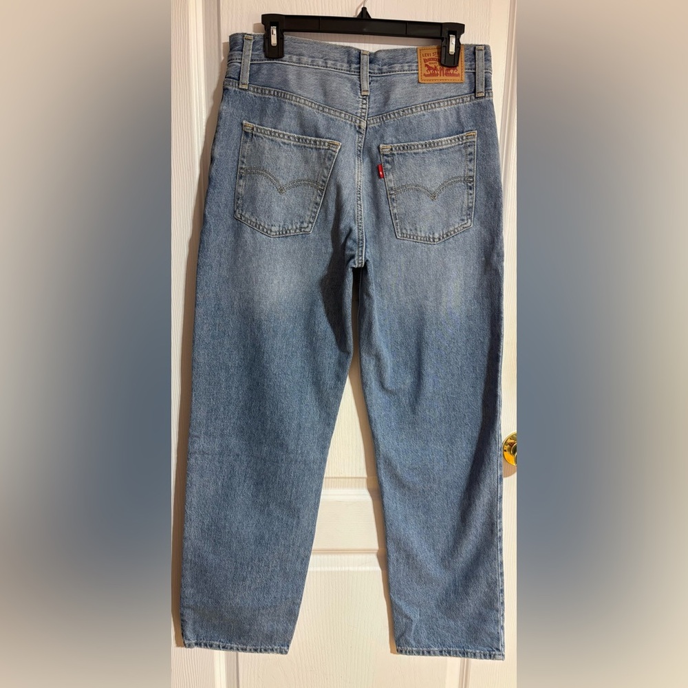 Levi’s 94 Baggy Vintage Mid Rise Straight Leg Ripped Denim Blue Jeans Size 28 - Picture 9 of 14